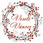 Samolepící etiketa vánoční barevná "VESELÉ VÁNOCE"průměr 3,5 cm – Zboží Mobilmania