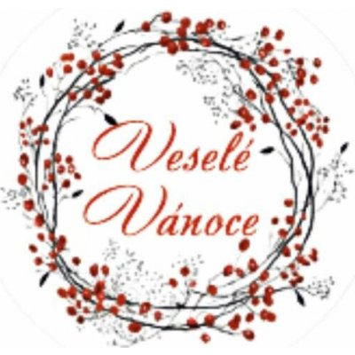 Samolepící etiketa vánoční barevná "VESELÉ VÁNOCE"průměr 3,5 cm – Zboží Mobilmania