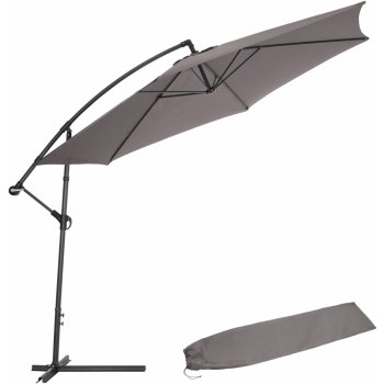 tectake 403428 slunečník s boční nohou 350 cm, s obalem - šedá