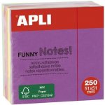 Samolepicí blok na poznámky, 51 × 51 mm, 250 listů, APLI „Funny“, neonová barva 11596 – Hledejceny.cz