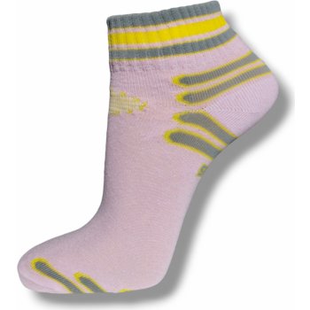 Kotníkové ponožky SPEED růžová/žlutá/šedá