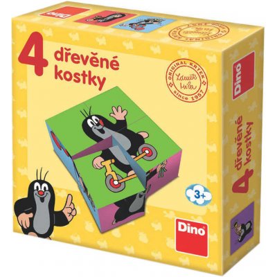 Dino Toys Krteček dřevěné kostky 4 díly