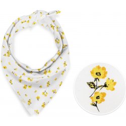 Sandra Biante bavlněný šátek SA 084 Žluté květiny na bílém