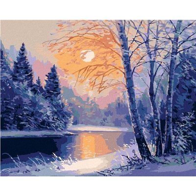 zuty Zimní řeka a holé stromy 40 x 50 cm bez rámu a bez vypnutí plátna – Zboží Dáma