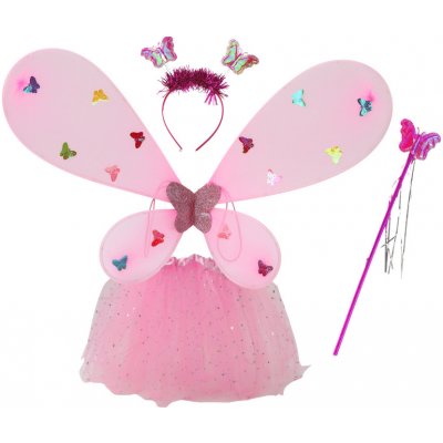 LEANToys Motýlí víla se svíticími křídly světlé růžová – Zboží Mobilmania