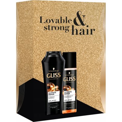 Schwarzkopf Gliss posilující šampon pro poškozené vlasy 250 ml + emulze ve spreji pro snadné rozčesání vlasů 200 ml dárková sada