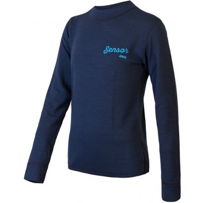 Sensor MERINO DF LOGO juniorské triko dl.rukáv deep blue – Zboží Mobilmania