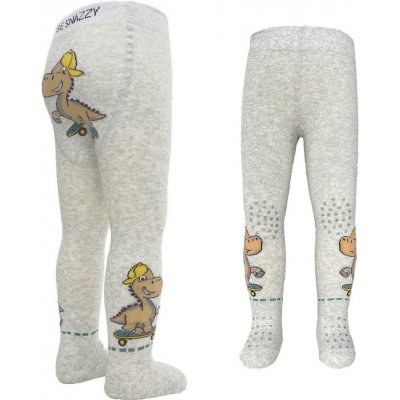 BeSnazzy dětské protiskluzové punčocháče pro zdravé lezení a první krůčky chlapecké šedé-dino – Zboží Dáma