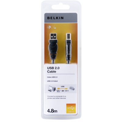 Belkin F3U154cp4.8M Standard USB 2.0, A M - B M, 4.8m – Zboží Mobilmania