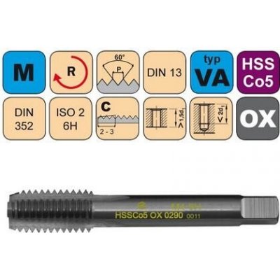 NÁSTROJE CZ Sadový závitník M6x1 III ISO2 HSSCo5 OX DIN 352 - 0290 - CZZ0290-M6-III-ISO2 – Zboží Mobilmania
