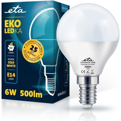 Eta EKO LEDka mini globe 6W, E14, studená bílá – Hledejceny.cz