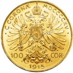 Münze Österreich Zlatá mince 100 Korona Františka Josefa I. 1915 Rakouská Novoražba 33,87 g – Zboží Mobilmania