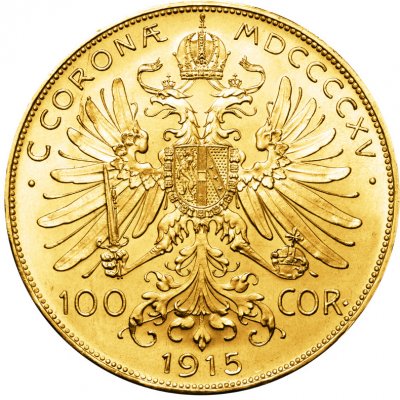 Münze Österreich Zlatá mince 100 Korona Františka Josefa I. 1915 Rakouská Novoražba 33,87 g – Zboží Mobilmania