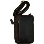 Kožená pánská taška na mobil přes rameno se svislým zipem vpředu hnědá 828-1 – Zboží Mobilmania