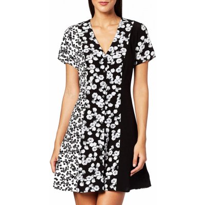 Calvin Klein květinové šaty Floral blocking ss dress černobílá – Zboží Mobilmania