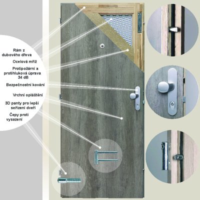 Erkado Bezpečnostní dveře BT 3 Zlatý dub 3D Greko 80 x 197 cm – Hledejceny.cz