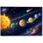 Plakát – Usměvavá sluneční soustava ve vesmíru 70 × 49 cm Bez rámu Ano Bez rámu – Hledejceny.cz
