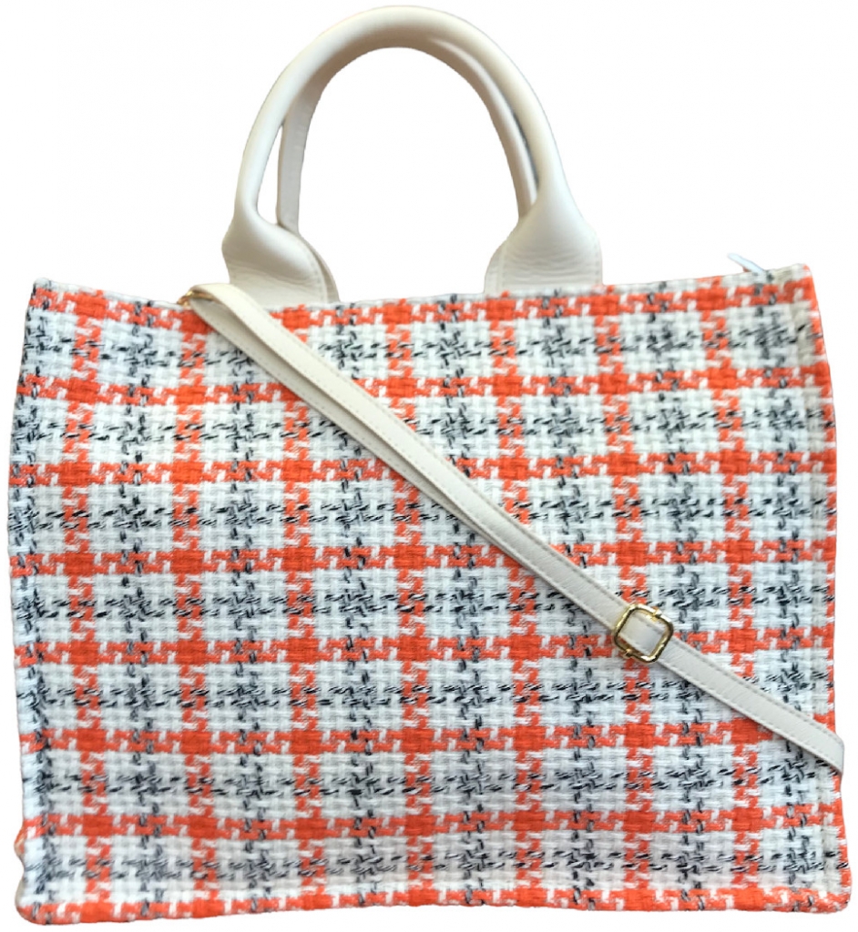 Vera Pelle Textilní kabelka oranžovo bílá