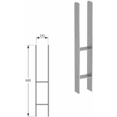 Domax PSH zapuštěná patka sloupku typu H (ZNO) 140 - 141 x 600 x 60 x 6.0 mm – Hledejceny.cz