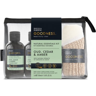 Baylis & Harding Goodness sprchový gel 150 ml + tělové mléko 150 ml + pěna do koupele 150 ml + peelingová rukavice 1 ks + kosmetická taštička – Hledejceny.cz