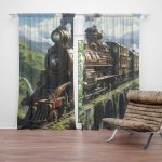 Sablio Závěs Parní lokomotiva na viaduktu: 2ks 140x250cm – Hledejceny.cz