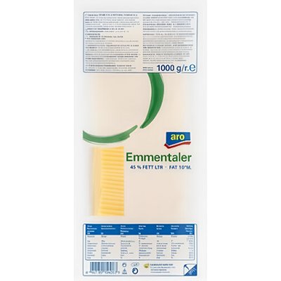 Aro Emmentaler sýr 45% plátky chlaz 1000 g – Zboží Dáma