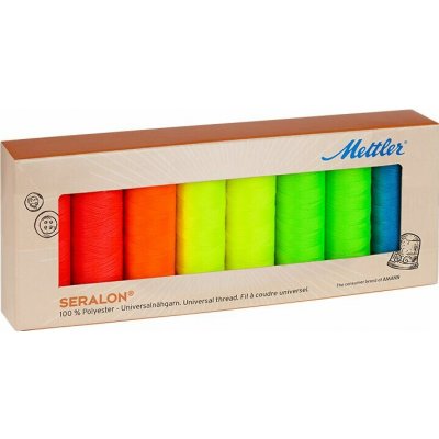 Sada šicích nití PES - SERALON 100 METTLER (8x200m) - neon – Sleviste.cz
