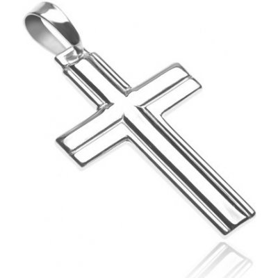 Šperky eshop Přívěsek ze stříbra 925 dva lesklé přeložené kříže X35.1 – Zboží Mobilmania