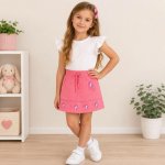 Kugo T-6005 dívčí sukně lososová – Zboží Mobilmania