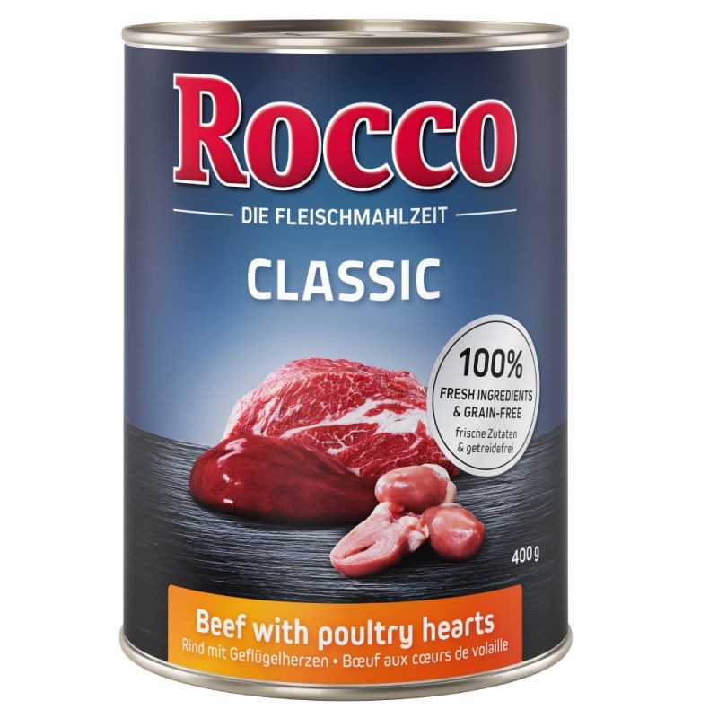 Rocco Classic Hovězí s drůbežími srdíčky 6 x 400 g