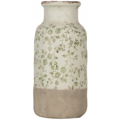 Clayre & Eef Béžová keramická váza se zelenými květy Jenia L - Ø 15*32 cm - Clayre & Eef – Hledejceny.cz