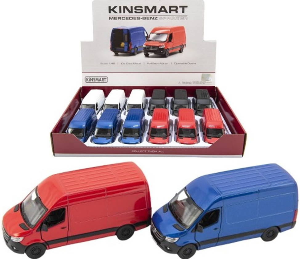 Kinsmart Auto/dodávka Mercedes-Benz Sprinter kov/plast 12 5 cm na zpětné natažení 1:48