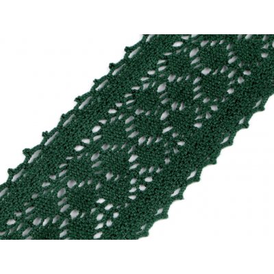 Bavlněná krajka / vsadka paličkovaná šíře 60 mm Varianta: 13 zelená tm., Balení: 1 m – Zboží Dáma