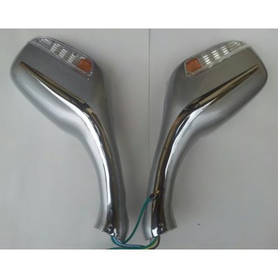 zrcátko zpětné s blinkry - stříbrné sada - YUKI BOSS | Zboží Auto