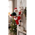 MagicHome Vianoce Dekorace MagicHome Vánoce, santa, na žebříku, textil, 24x32x67 cm – Hledejceny.cz