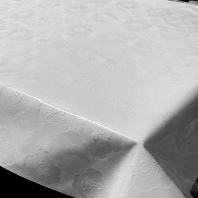 Ubrus PVC 3410010 transparentní se vzorem s bílými květy metráž, 30 m x 140 cm, IMPOL TRADE – Zboží Mobilmania