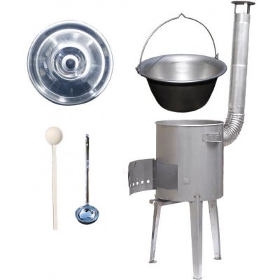 Kessel kotlík na guláš matný nerez 20 l 1,5 mm kotlina nerez vysoká LUXUS průměr 42 cm poklice nerez 46 cm INOX naběračka 350 ml a vařečka 50 cm LUXUS PARTY – Sleviste.cz