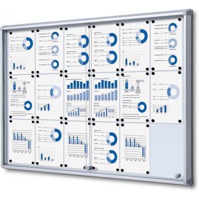 Jansen Display Interiérová vitrína 18xA4, posuvné dveře, metalová záda, 1380 x 982 mm – Zboží Živě