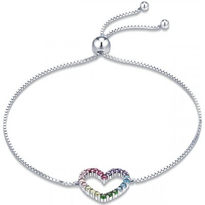 Grace Silver Jewellery stříbrný se zirkony duhové srdce NR-SCB216 stříbrná – Zboží Mobilmania