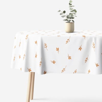 Goldea oválný ubrus 100% bavlněné plátno hnědé podzimní lístky 120x160 cm – Zboží Dáma