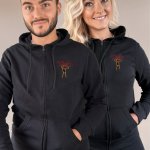 Párové mikiny na zip s obrázkem dítěte Černá On S Ona umístění výšivky na srdci – Hledejceny.cz