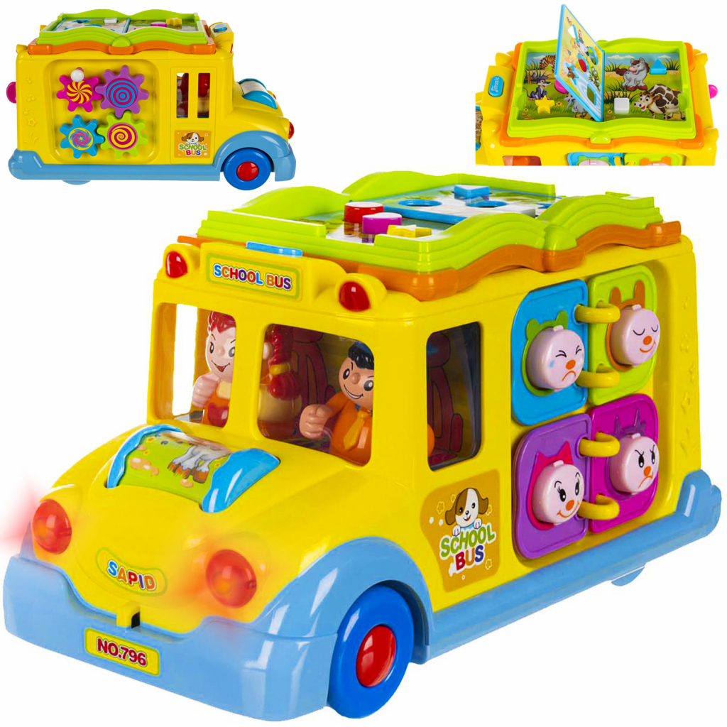 Huile Toys multifunkční školní autobus se zvířátky a zvuky
