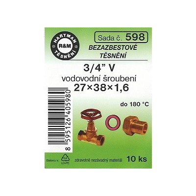 HARTMAN těsnění bezasbestové 3/4" 27*38mm, sada č. 598 – Zbozi.Blesk.cz
