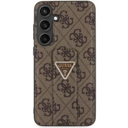 Guess PU Grip Stand 4G Strass Triangle Metal Logo Samsung Galaxy S24+ hnědé