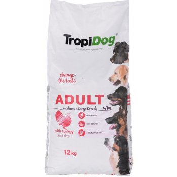 TROPIDOG Premium adult Medium & Large breed krůtí s rýží 12 kg