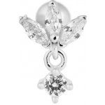 Franco Bene Zirkonové lístky stříbrná piercingová náušnice 332 – Hledejceny.cz