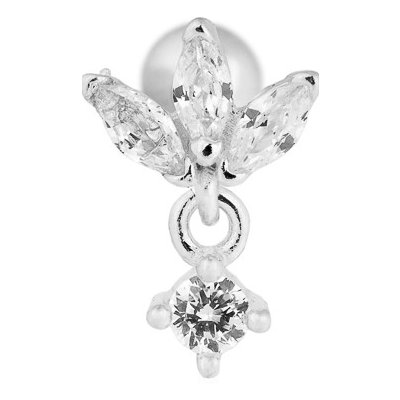 Franco Bene Zirkonové lístky stříbrná piercingová náušnice 332 – Hledejceny.cz