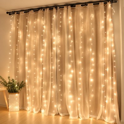 Real Garden LED světelný závěs 300 LED, 10 pramenů, šířka 3 m, teplá bílá, USB – Hledejceny.cz