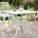 OMAXI 475502 Zahradní stůl bílý 80 x 80 x 75 cm litý hliník – Hledejceny.cz