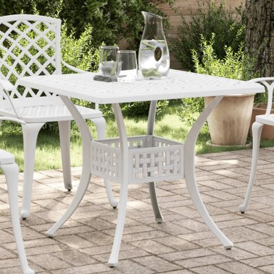 OMAXI 475502 Zahradní stůl bílý 80 x 80 x 75 cm litý hliník – Hledejceny.cz